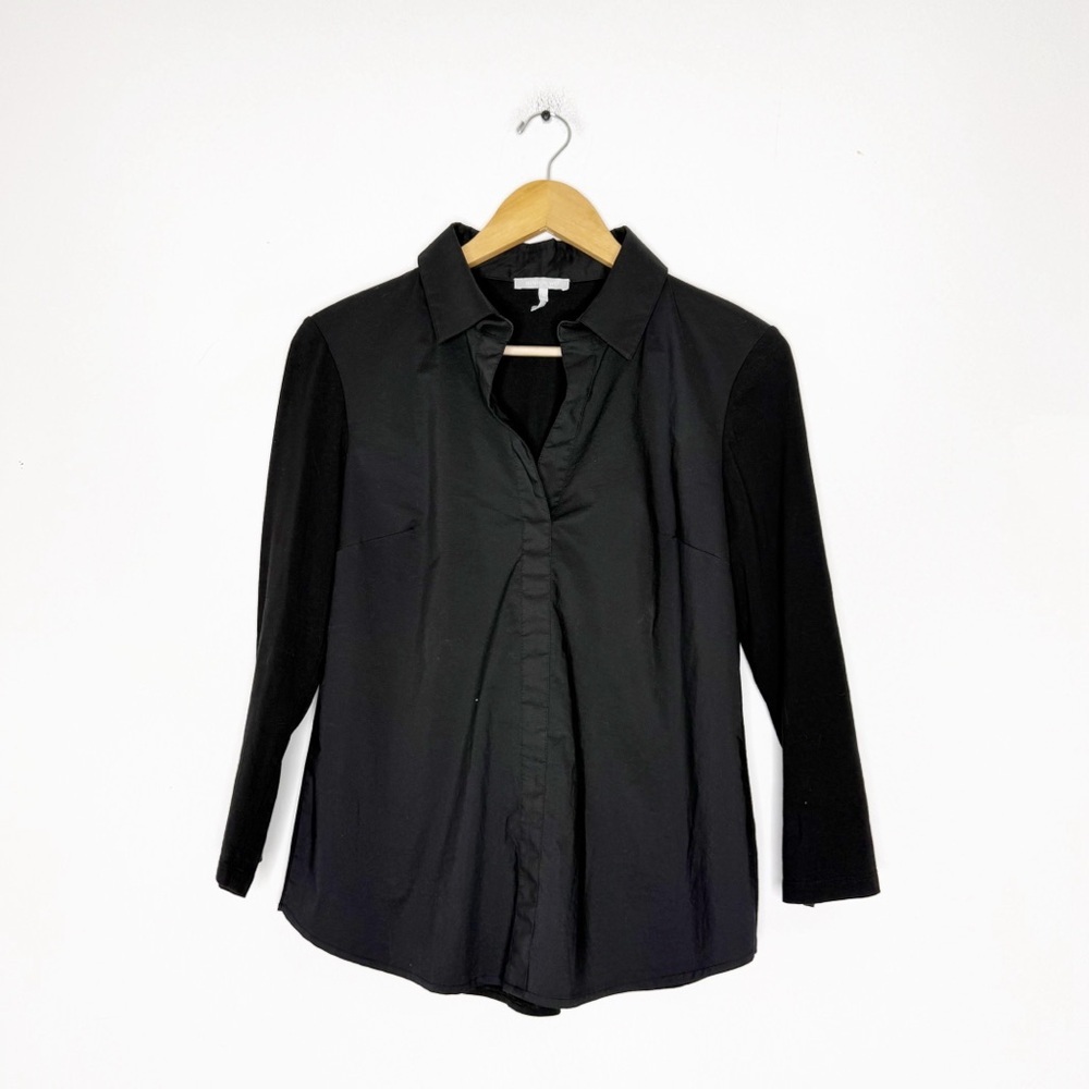 Hinson Wu Black Button Up Shirt Small Long Sleeve Blouse